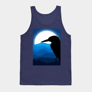 BLACK CROW BLUE SILENCE NIGHT SKY MOON LAPLAND Tank Top